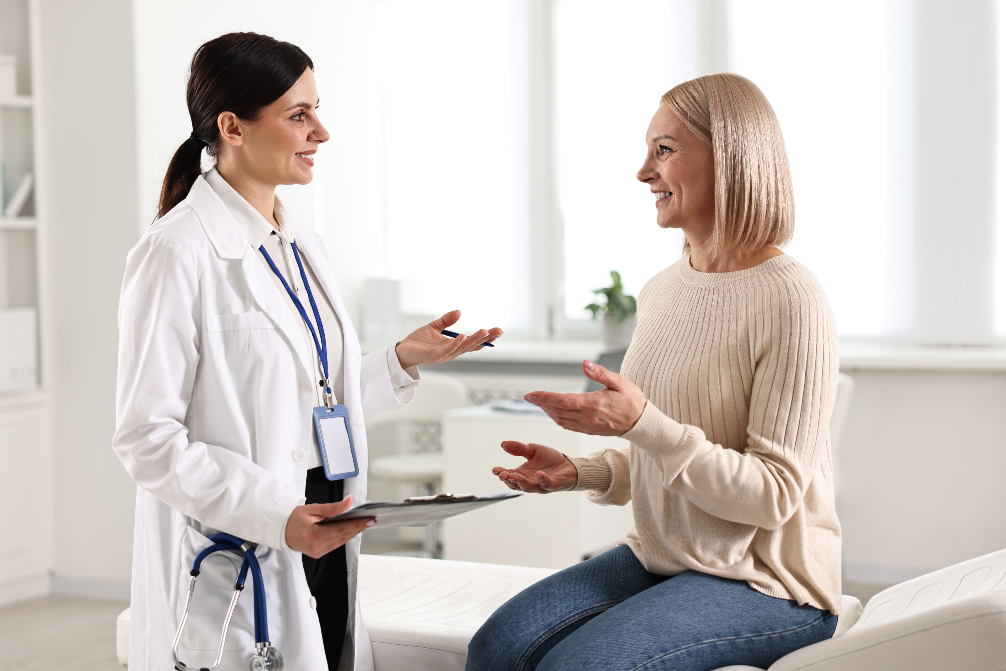 Woman having appointment with doctor in gynecology practice