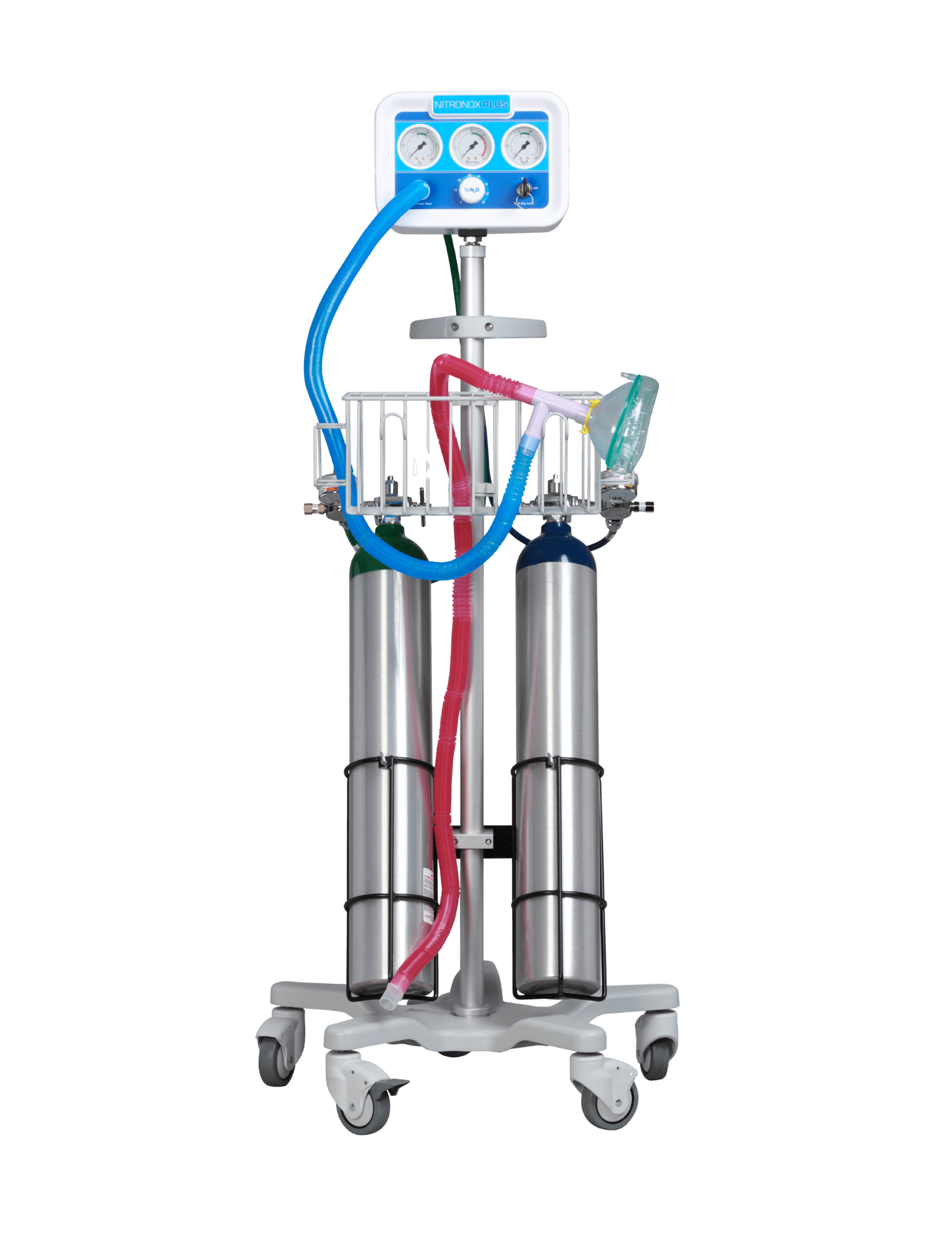 Nitronox Plus System shown on a cart with canisters (which are purchased separately)